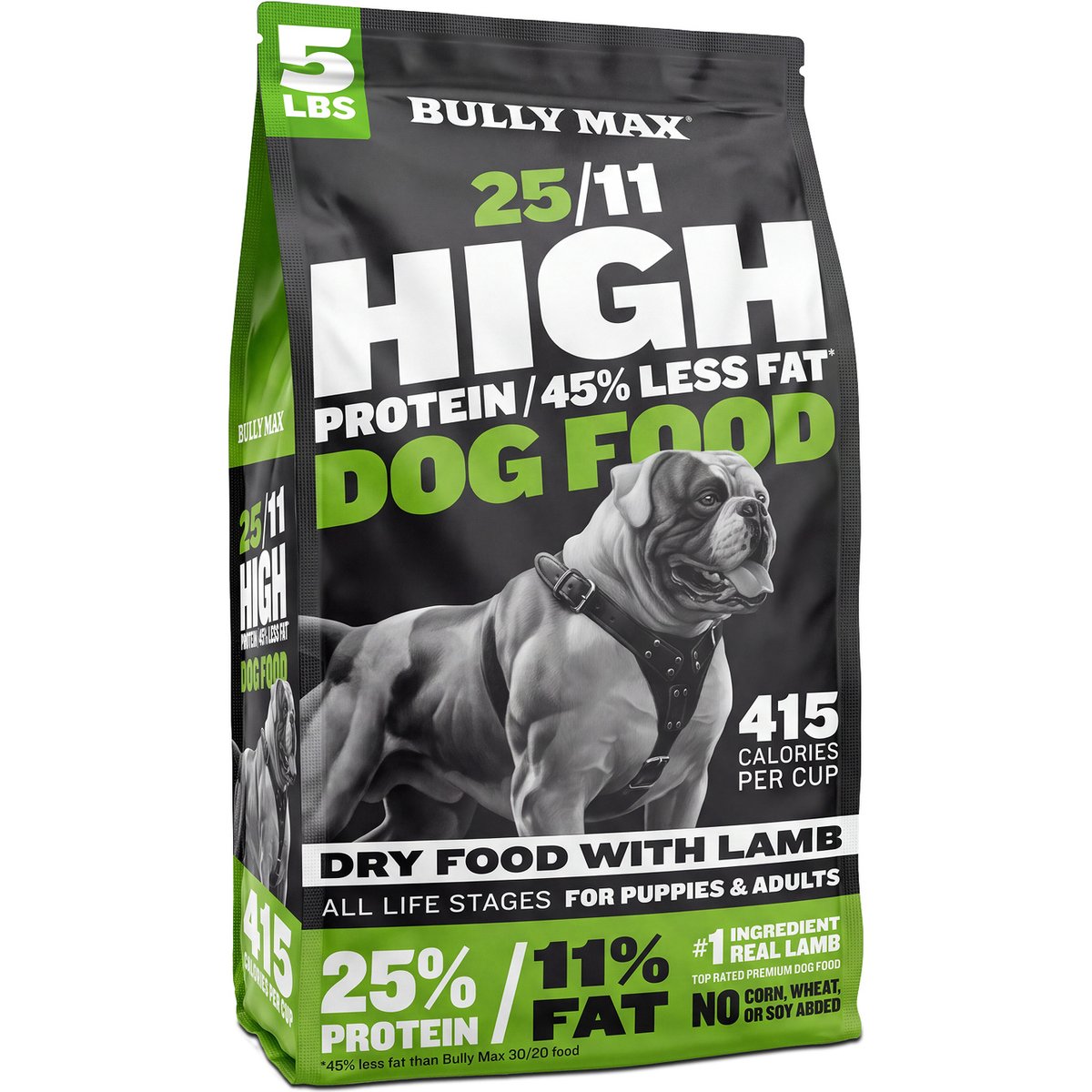 Bully Max 25/11 High Protein Low Fat Lamb Dry Dog Food, 5-lb bag