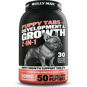 Bully Max 2-in-1 Development & Growth Tablet Supplement for Puppies, 3.2-oz bottle