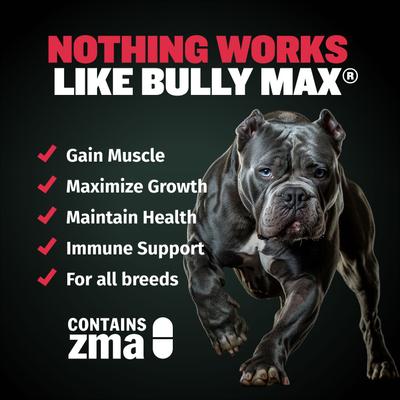 Show full view: Bully Max 2-in-1 Muscle Gain Power Tabs Supplement for Dogs, 6.3-oz bottle slide 4 of 12