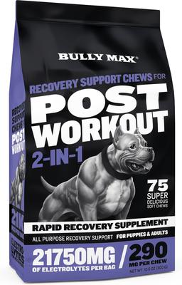 Show full view: Bully Max 2-in-1 Post Workout Recovery Support Beef Flavored Chew Supplement for Dogs, 10.6-oz bag slide 1 of 11