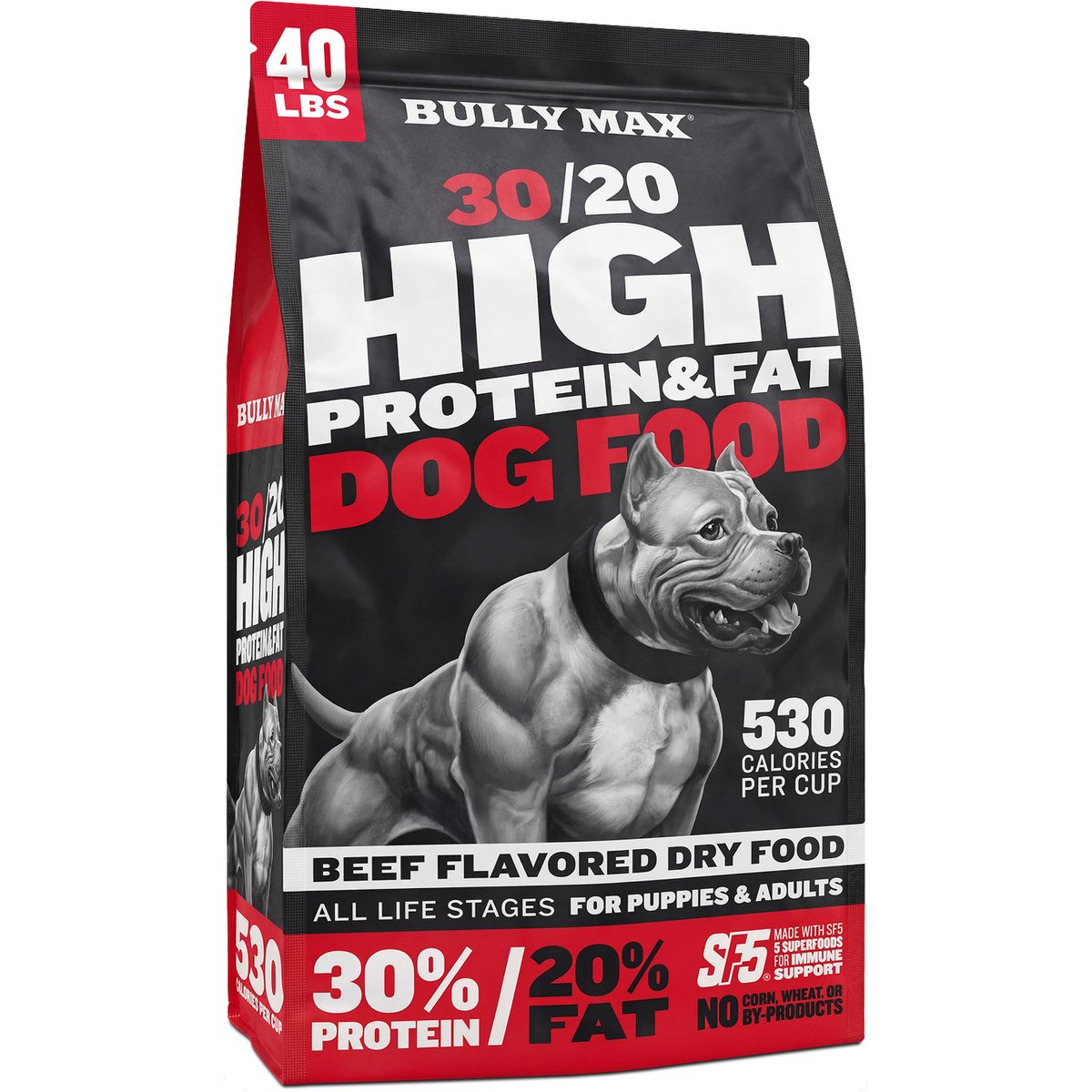 Bully Max 30/20 High Protein & Fat Beef Flavored Dry Dog Food, 40-lb bag