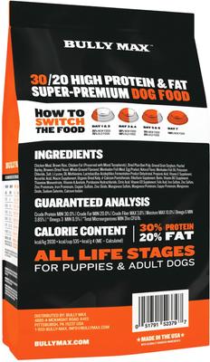 Show full view: Bully Max 30/20 Adult High-Protein & Fat Chicken Dry Dog Food, 40-lb bag slide 3 of 12