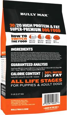 Show full view: Bully Max 30/20 Adult High-Protein & Fat Chicken Dry Dog Food, 5-Ib bag slide 3 of 11