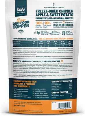 Show full view: Bully Max Chicken High Protein Freeze-Dried Raw Dog Food Topper, 5.3-oz pouch slide 3 of 12