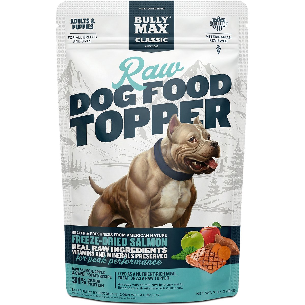 Bully Max Salmon High Protein Freeze-Dried Raw Dog Food Topper, 7-oz pouch