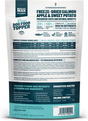 Show full view: Bully Max Salmon High Protein Freeze-Dried Raw Dog Food Topper, 7-oz pouch slide 3 of 12