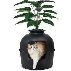 Bundle & Bliss Secret Litter Box Hidden Cat Litter Box Plant, Matt Black