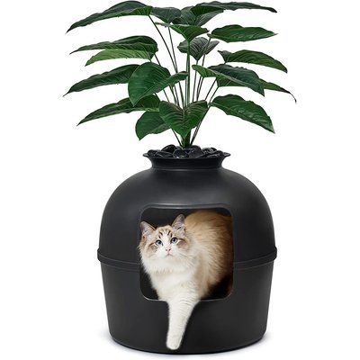 Bundle & Bliss Bundle & Bliss Secret Litter Box Hidden Cat Litter Box Plant, Matt Black