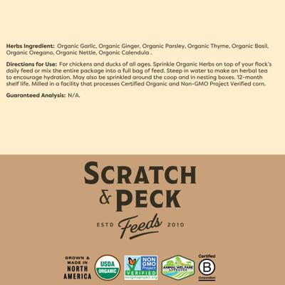 Show full view: Bundle: Scratch and Peck Feeds Chicken & Duck Essential Supplement Organic Herbs, 10-oz pouch, bundle of 2 slide 8 of 8