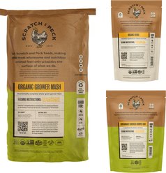 Bundle: Scratch and Peck Feeds Chicken & Duck Grower Organic Grower Mash, 25-lb bag + Organic Herbs, 10-oz pouch + Grower Grit, 7-lb pouch slide 2 of 9