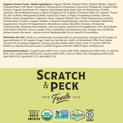 Show full view: Bundle: Scratch and Peck Feeds Chicken & Duck Grower Organic Grower Mash, 25-lb bag + Organic Herbs, 10-oz pouch + Grower Grit, 7-lb pouch slide 8 of 9