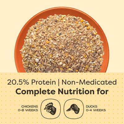 Show full view: Bundle: Scratch and Peck Feeds Chicken & Duck Starter Organic Starter Mash, 25-lb bag + Organic Herbs, 10-oz pouch + Starter Grit, 7-lb pouch slide 3 of 9