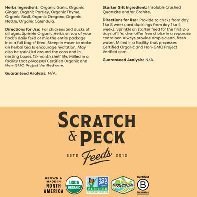 Show full view: Bundle: Scratch and Peck Feeds Chicken & Duck Starter Organic Starter Mash, 25-lb bag + Organic Herbs, 10-oz pouch + Starter Grit, 7-lb pouch slide 9 of 9