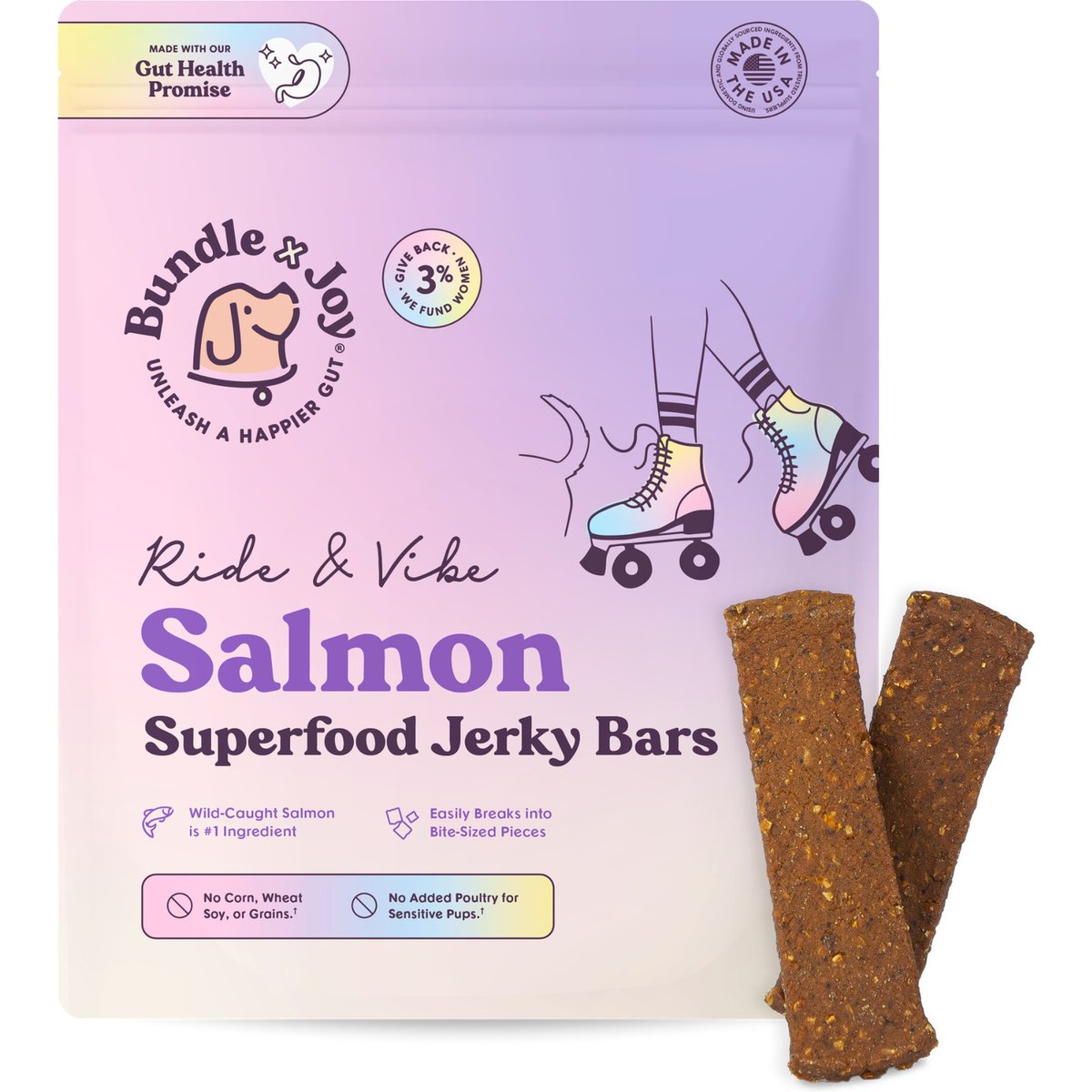 Bundle x Joy Ride & Vibe Salmon Grain-Free Superfood Bars Jerky Dog Treats, 16-oz bag
