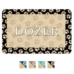 Bungalow Flooring Paw Border Personalized Floor Mat, 23 x 36, Black
