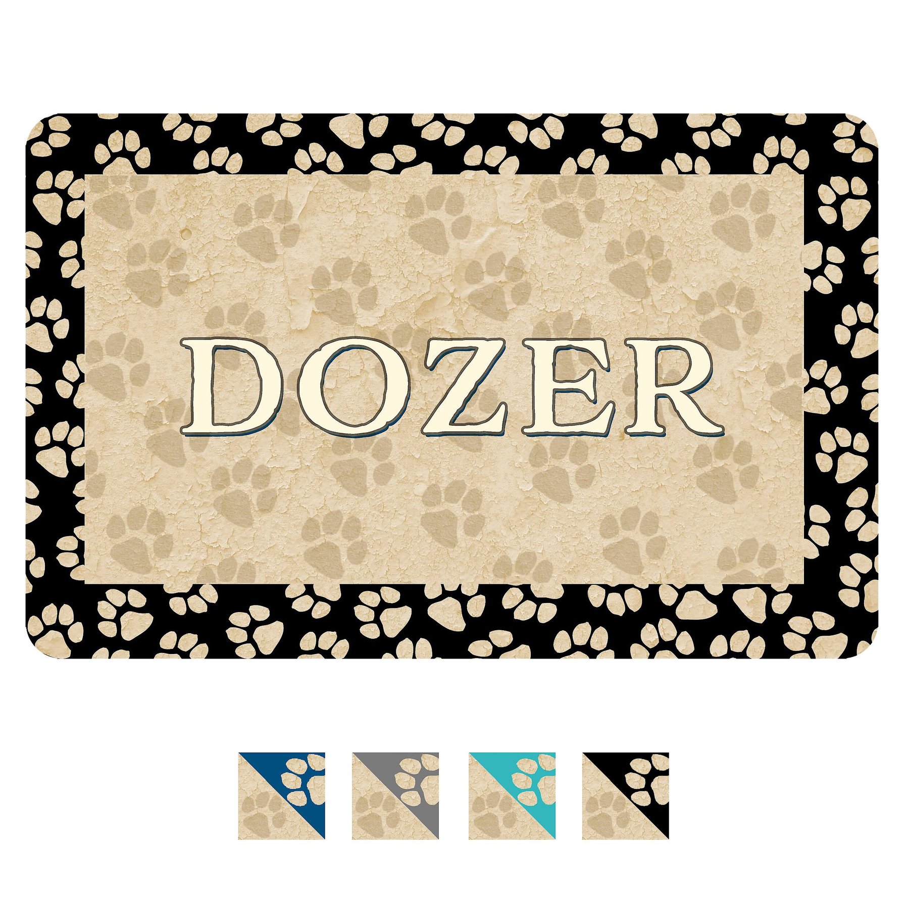 Bungalow Flooring Paw Border Personalized Floor Mat, 23 x 36, Black