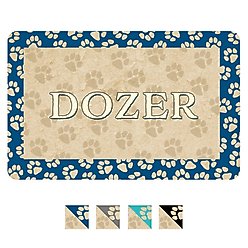 Bungalow Flooring Paw Border Personalized Floor Mat, 23 x 36, Blue