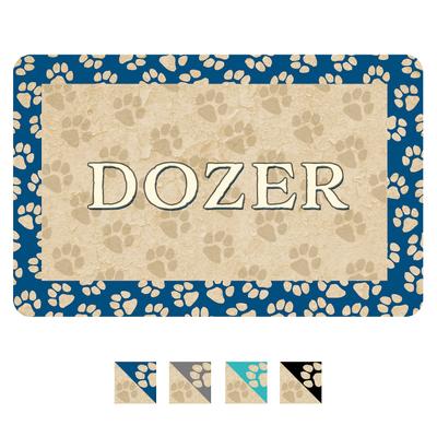 Show full view: Bungalow Flooring Paw Border Personalized Floor Mat, 23 x 36, Blue slide 1 of 4