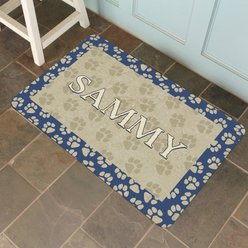 Bungalow Flooring Paw Border Personalized Floor Mat, 23 x 36, Blue slide 2 of 3