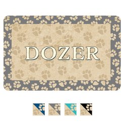 Bungalow Flooring Paw Border Personalized Floor Mat, 23 x 36, Gray