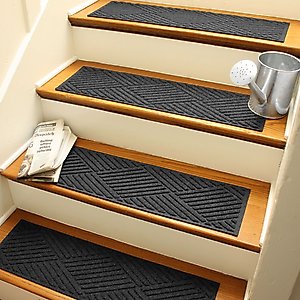 Bungalow Flooring WaterHog Diamonds Stair Treads, 4 count, Charcoal