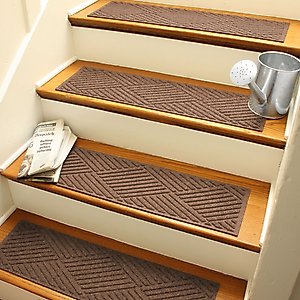 Bungalow Flooring WaterHog Diamonds Stair Treads, 4 count, Dark Brown