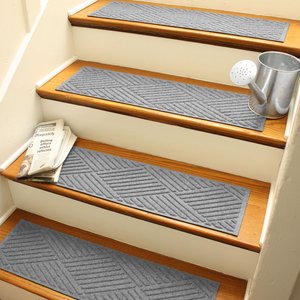 Bungalow Flooring WaterHog Diamonds Stair Treads, 4 count, Medium Gray