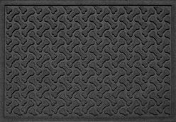 Bungalow Flooring Waterhog Dog Bone Dog Dinner Mat, Charcoal, 27 x 18-in