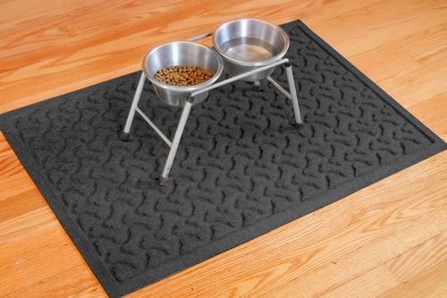 Show full view: Bungalow Flooring Waterhog Dog Bone Dog Dinner Mat, Charcoal, 27 x 18-in slide 3 of 9