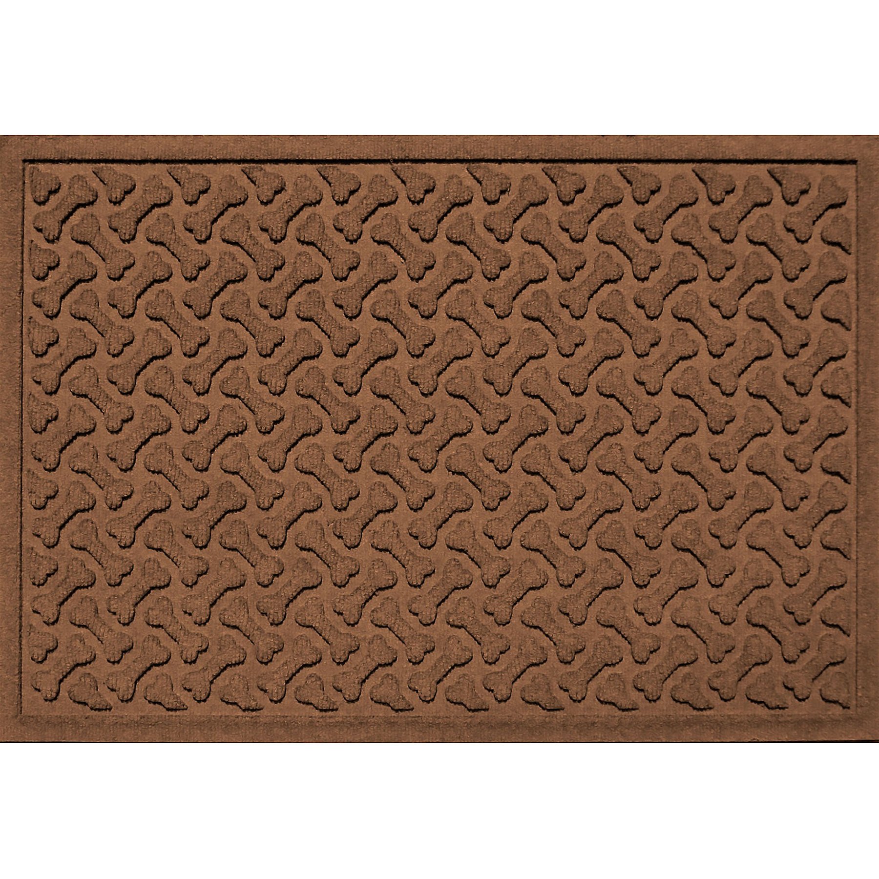 Bungalow Flooring Waterhog Dog Bone Dog Dinner Mat, Dark Brown, 27 x 18-in
