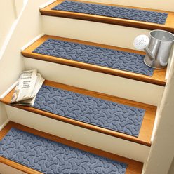 Bungalow Flooring Waterhog Dog Bone Stair Tread, 4 count, Bluestone