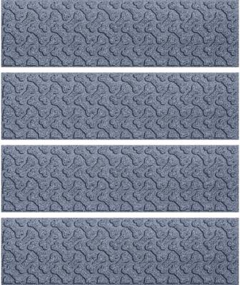 Show full view: Bungalow Flooring Waterhog Dog Bone Stair Tread, 4 count, Bluestone slide 2 of 5