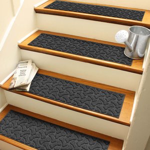 Bungalow Flooring Waterhog Dog Bone Stair Tread, 4 count, Charcoal