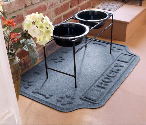 Show full view: Bungalow Flooring Waterhog Drool Hog Dog Bone Personalized Dog Placemat, Bluestone, 33 x 22-in slide 4 of 9