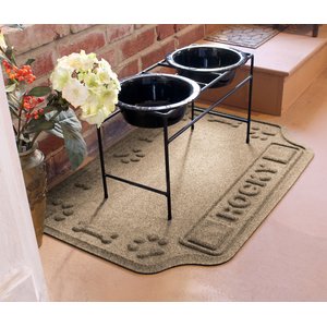 Bungalow Flooring Waterhog Drool Hog Dog Bone Personalized Dog Placemat, Camel, 27 x 18-in