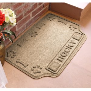 Bungalow Flooring Waterhog Drool Hog Dog Bone Personalized Dog Placemat, Camel, 27 x 18-in