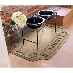Bungalow Flooring Waterhog Drool Hog Dog Bone Personalized Dog Placemat, Camel, 33 x 22-in