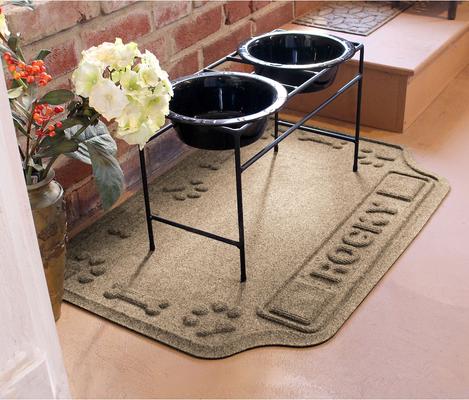 Show full view: Bungalow Flooring Waterhog Drool Hog Dog Bone Personalized Dog Placemat, Camel, 33 x 22-in slide 3 of 8