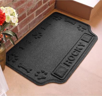 Show full view: Bungalow Flooring Waterhog Drool Hog Dog Bone Personalized Dog Placemat, Charcoal, 33 x 22-in slide 3 of 9
