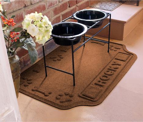 Show full view: Bungalow Flooring Waterhog Drool Hog Dog Bone Personalized Dog Placemat, Dark Brown, 33 x 22-in slide 3 of 8