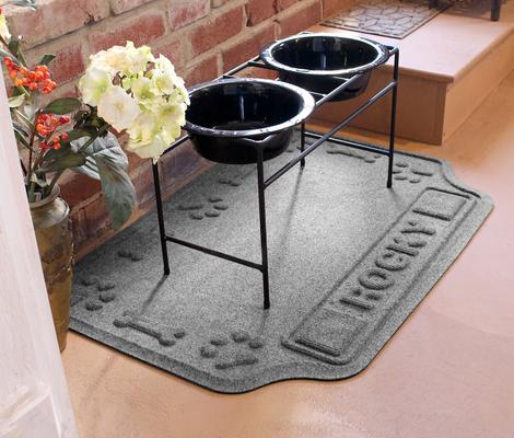 Show full view: Bungalow Flooring Waterhog Drool Hog Dog Bone Personalized Dog Placemat, Medium Gray, 27 x 18-in slide 2 of 8