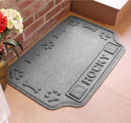 Show full view: Bungalow Flooring Waterhog Drool Hog Dog Bone Personalized Dog Placemat, Medium Gray, 27 x 18-in slide 3 of 8