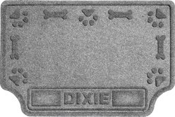 Bungalow Flooring Waterhog Drool Hog Dog Bone Personalized Dog Placemat, Medium Gray, 33 x 22-in