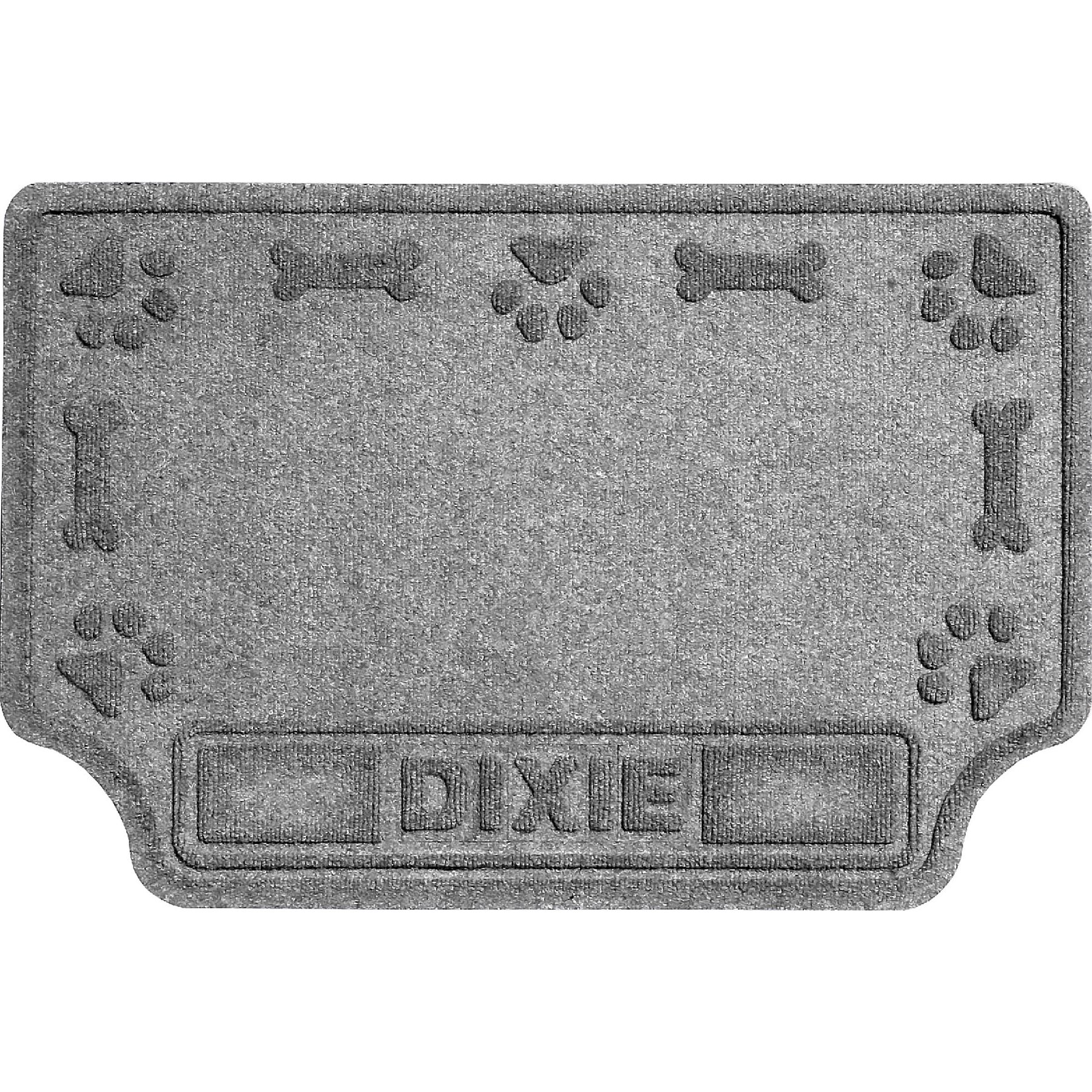 Custom Dog Dinner Mat, Medium Gray, 33 x 22-in, Bungalow Flooring Waterhog Drool Hog Bone