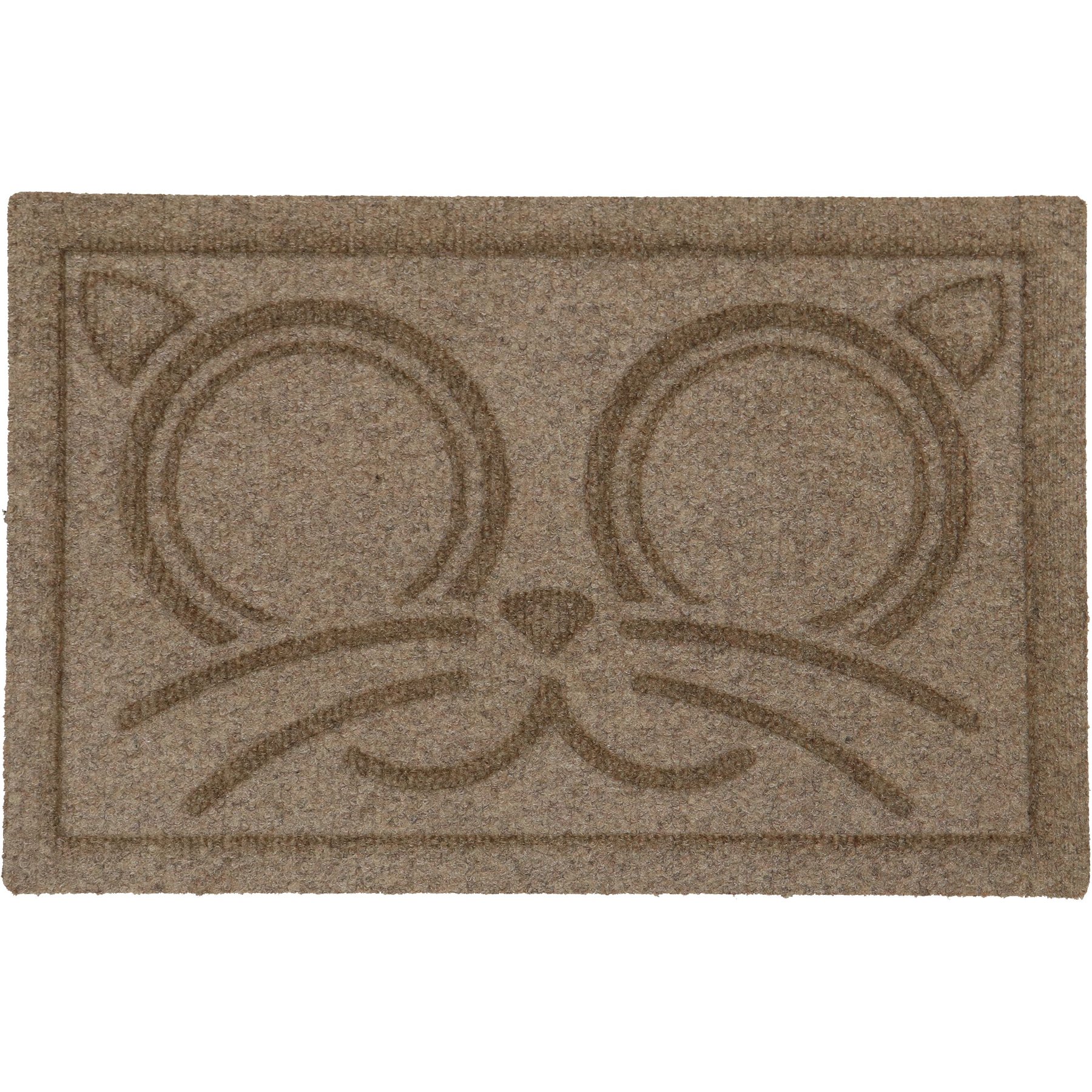 Bungalow Flooring WaterHog Kitty Face Cat Placemat, 12x18-in, Camel