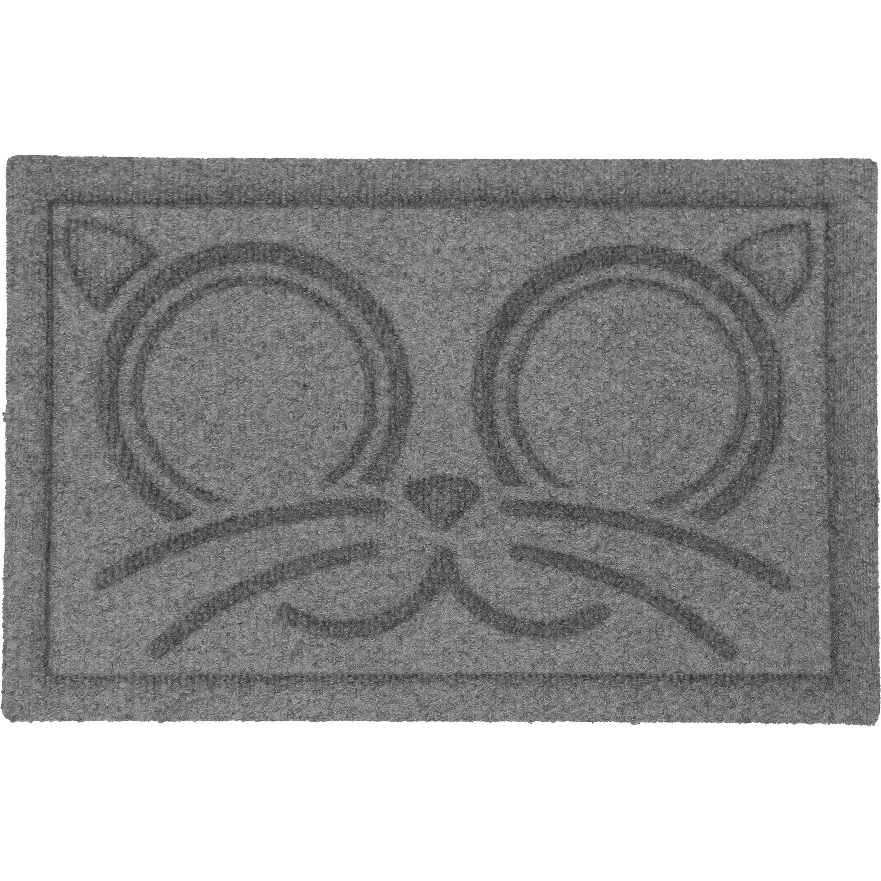 Bungalow Flooring WaterHog Kitty Face Cat Placemat, 12x18-in, Medium Gray