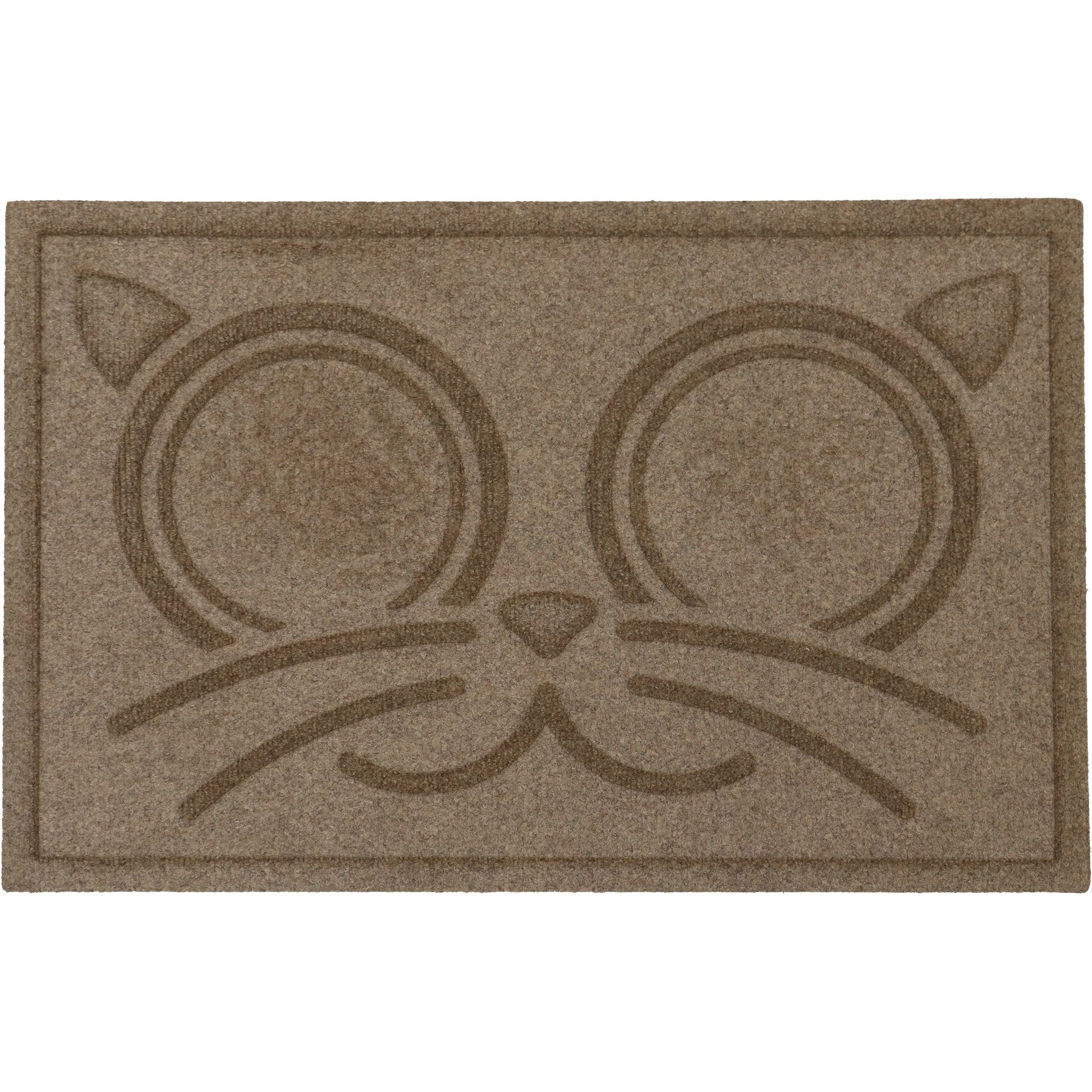 Bungalow Flooring WaterHog Kitty Face Cat Placemat, 20x30-in, Camel