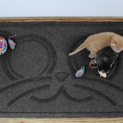 Show full view: Bungalow Flooring WaterHog Kitty Face Cat Placemat, 20x30-in, Charcoal slide 3 of 6