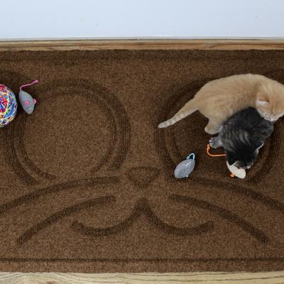 Show full view: Bungalow Flooring WaterHog Kitty Face Cat Placemat, 20x30-in, Dark Brown slide 3 of 6