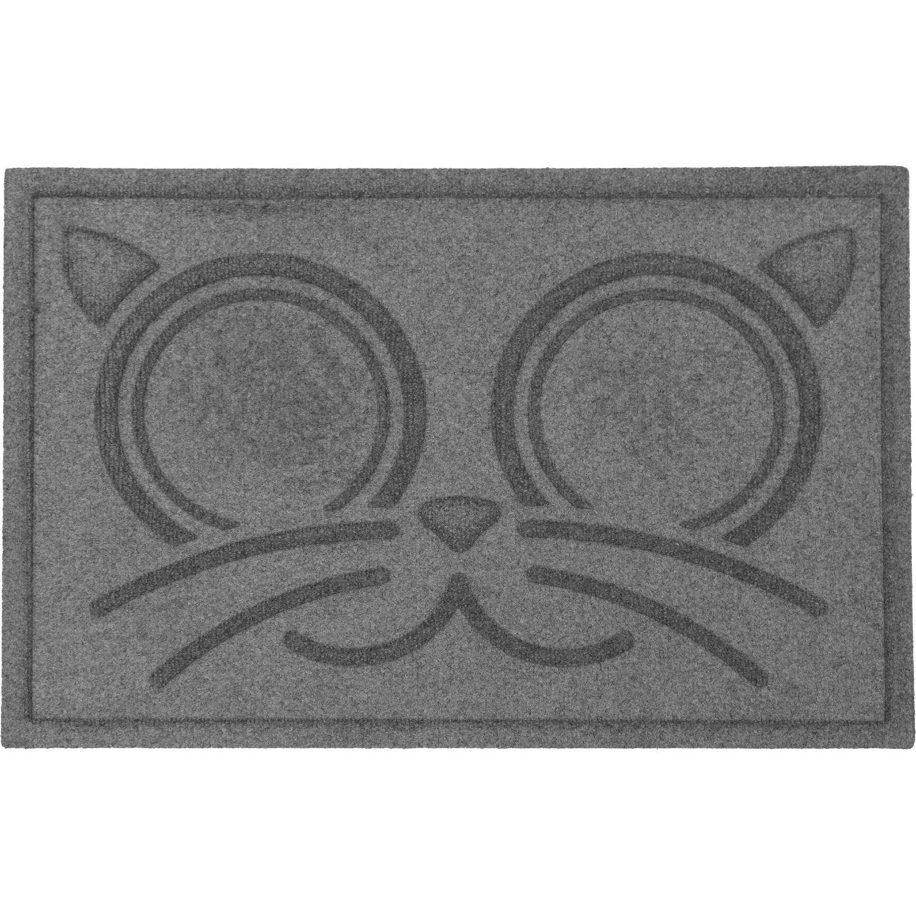 Bungalow Flooring WaterHog Kitty Face Cat Placemat, 20x30-in, Medium Gray